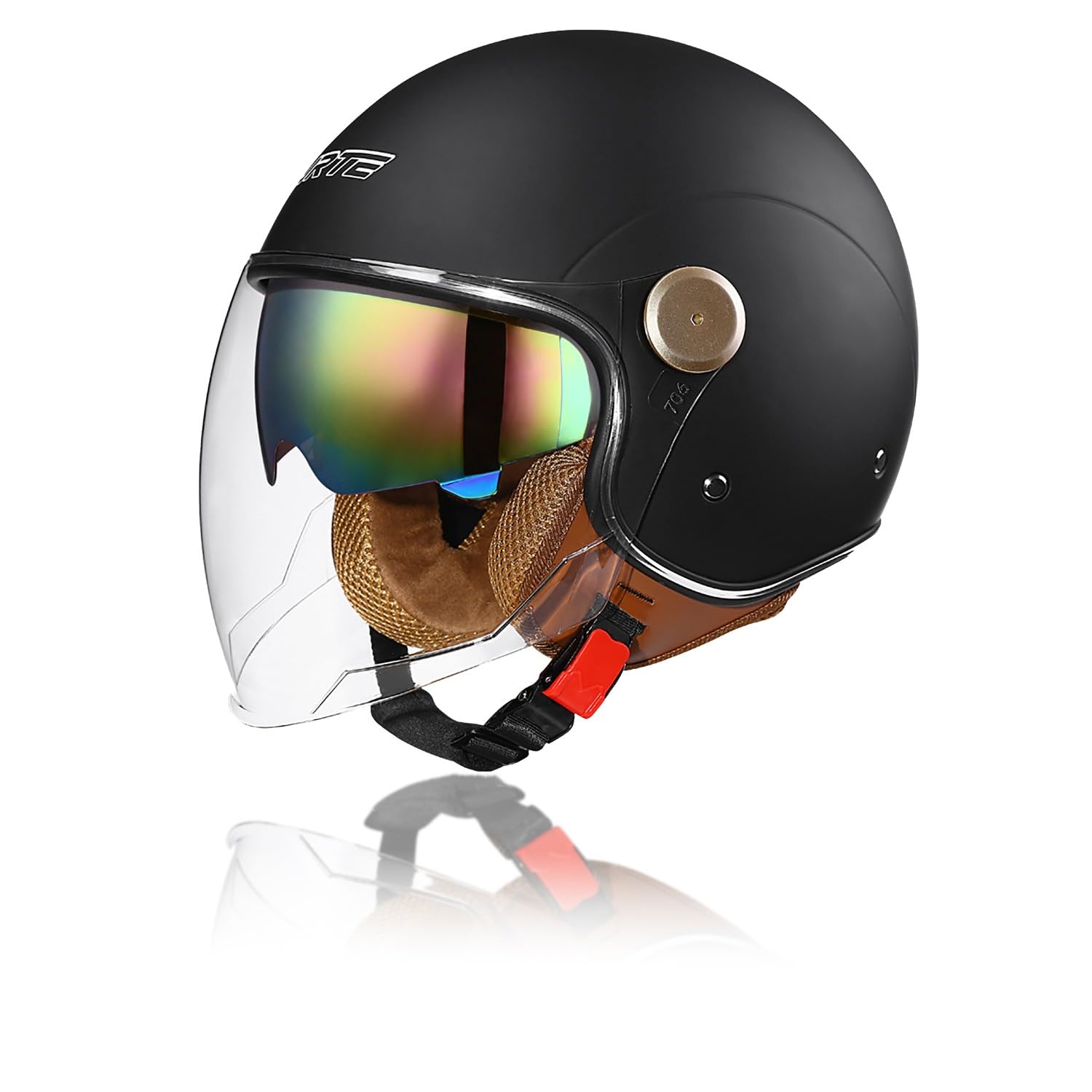 Casco Jet Moto con Doppia Visiera, Casco Moto 3/4, Casco Jet Stile Vintage retrò, ECE/DOT Certification, per Biciclette Cruiser Scooter Adulti Uomini Donne J,Medium