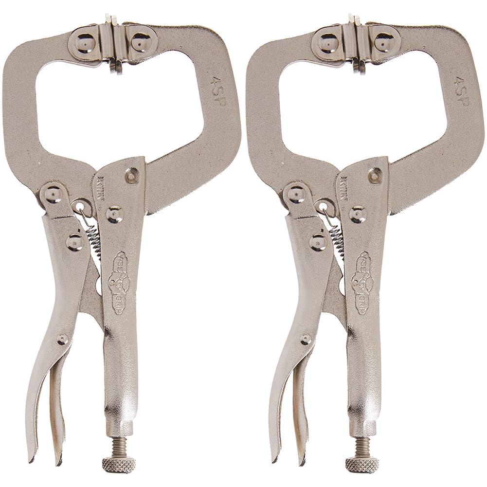 Photo 1 of IRWIN VISE-GRIP C Clamp, Locking with Swivel Pads, 4-inch (165) (Pack of 1) 1 Count (Pack of 1)