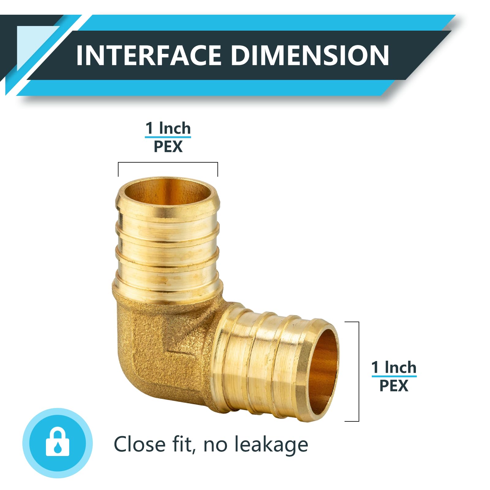 ASTM F1807 - Raccordi PEX a gomito da 2,5 cm, a 90 gradi, in ottone, per tubi PEX, confezione da 5