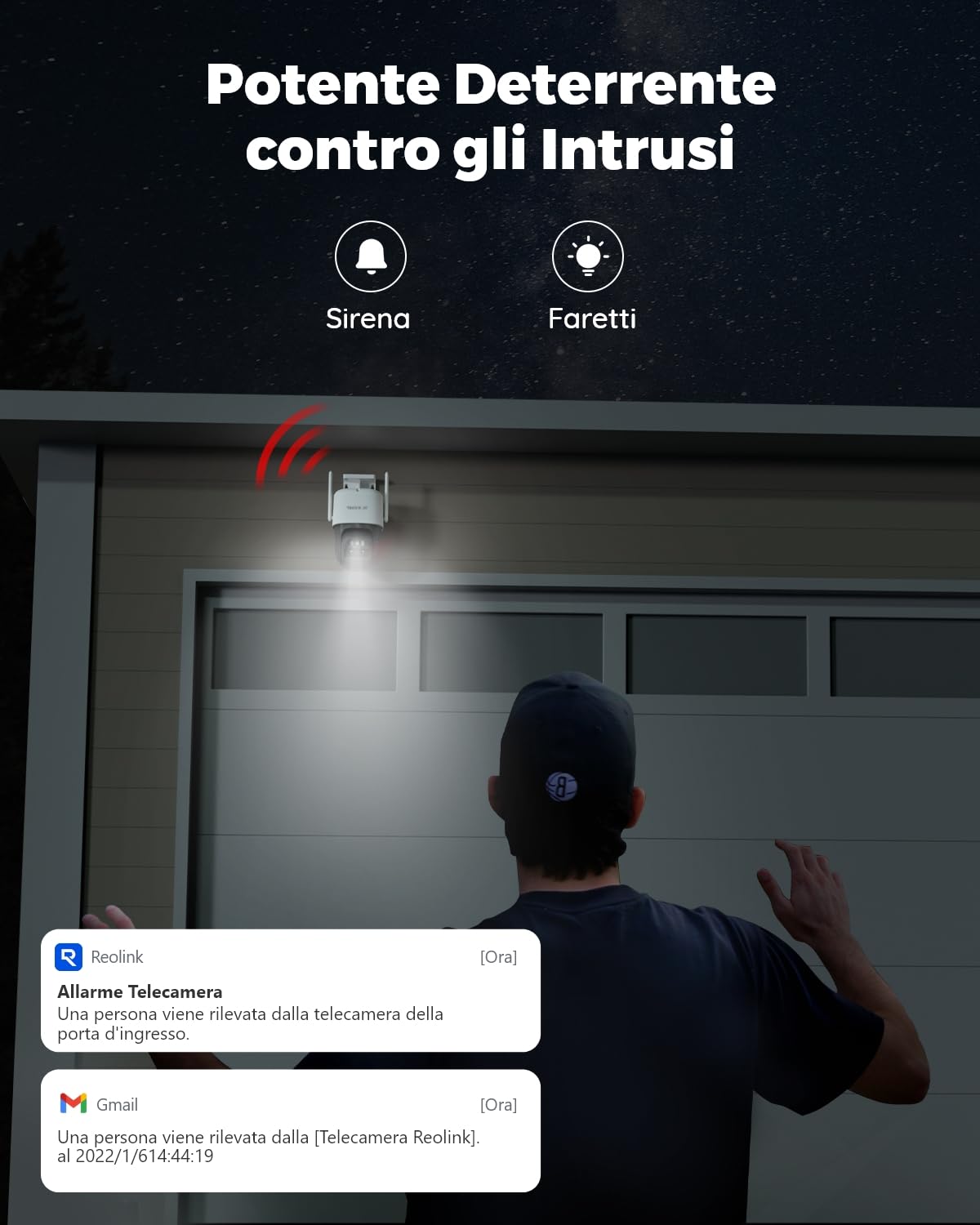 Reolink 4K Telecamera Senza Fili da Esterno a Batteria, 360° PTZ con Pannello Solare, Tracciamento Automatico, Doppia Lente, Visione Notturna a Colori, Rilevamento Intelligente, IP66, Trackmix