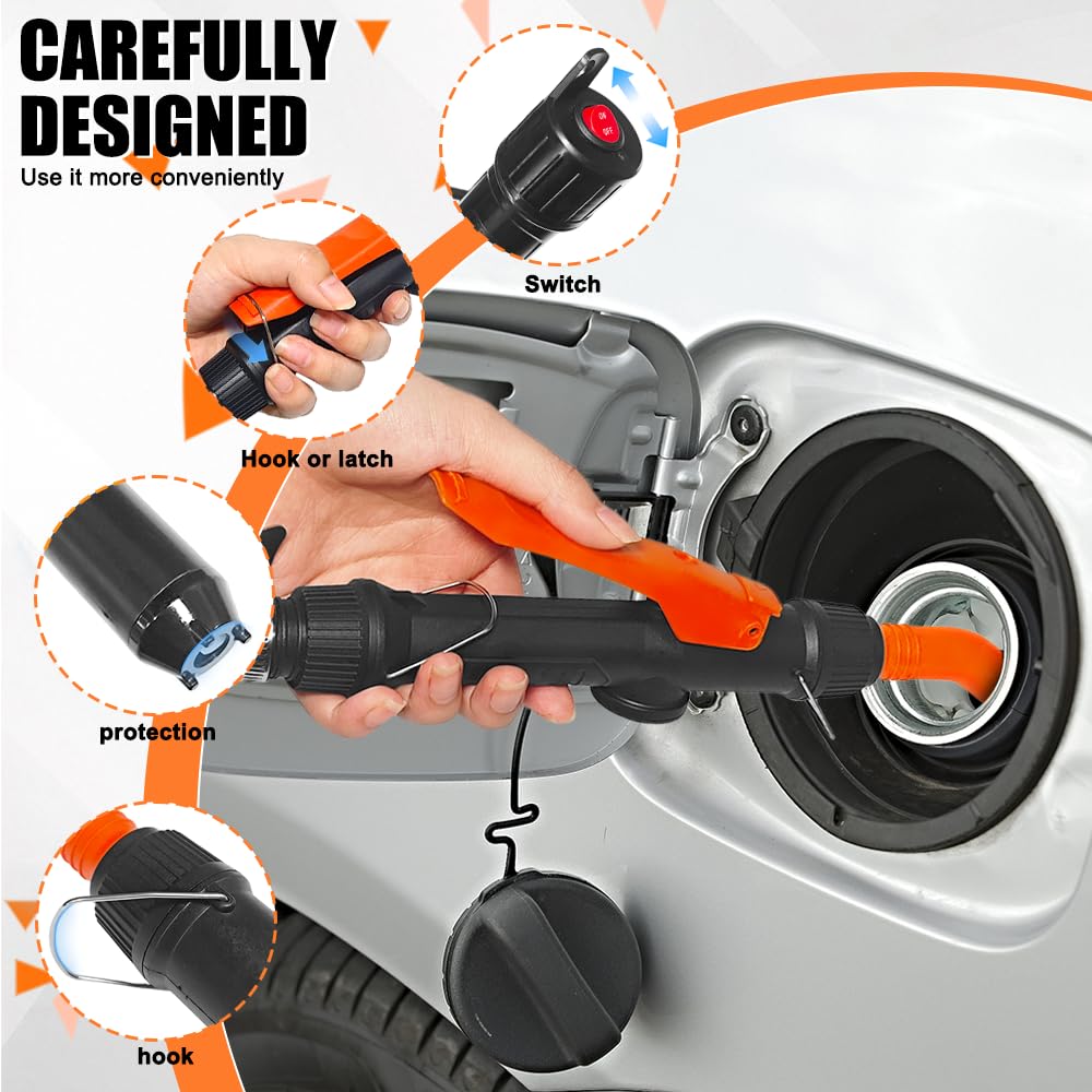 Bomba de Batería Portátil Gasolina,Bomba de Transferencia de Combustible Eléctrica,Bomba de Sifón de Líquido Eléctrica de Mano 2.4 GPM(para diámetro de apertura> tanque de combustible de 30 mm)