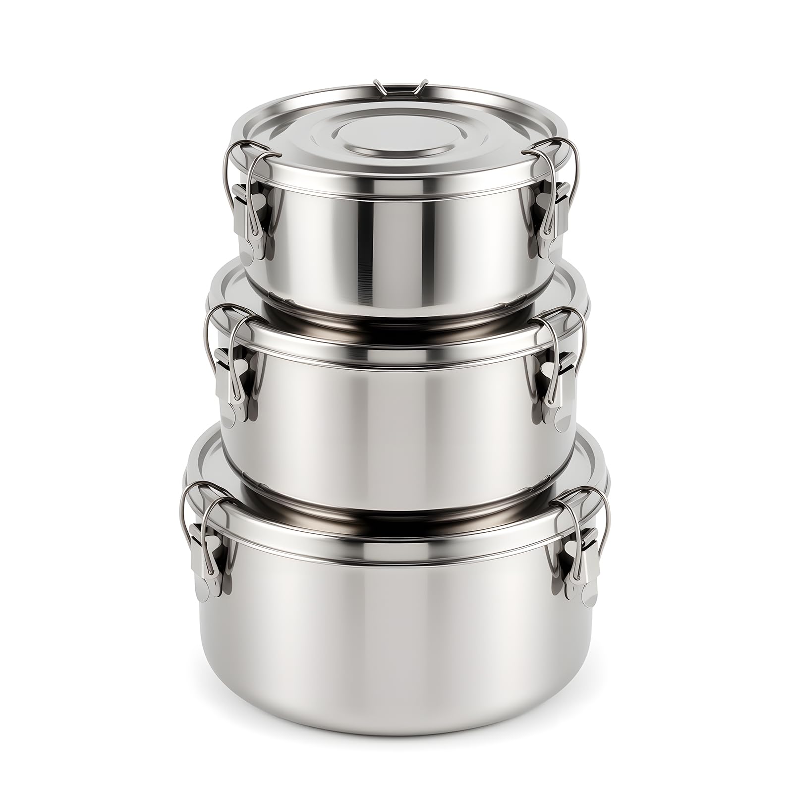 3 Pack Stainless Steel Food Storage Containers Stackable Lunch Boxes