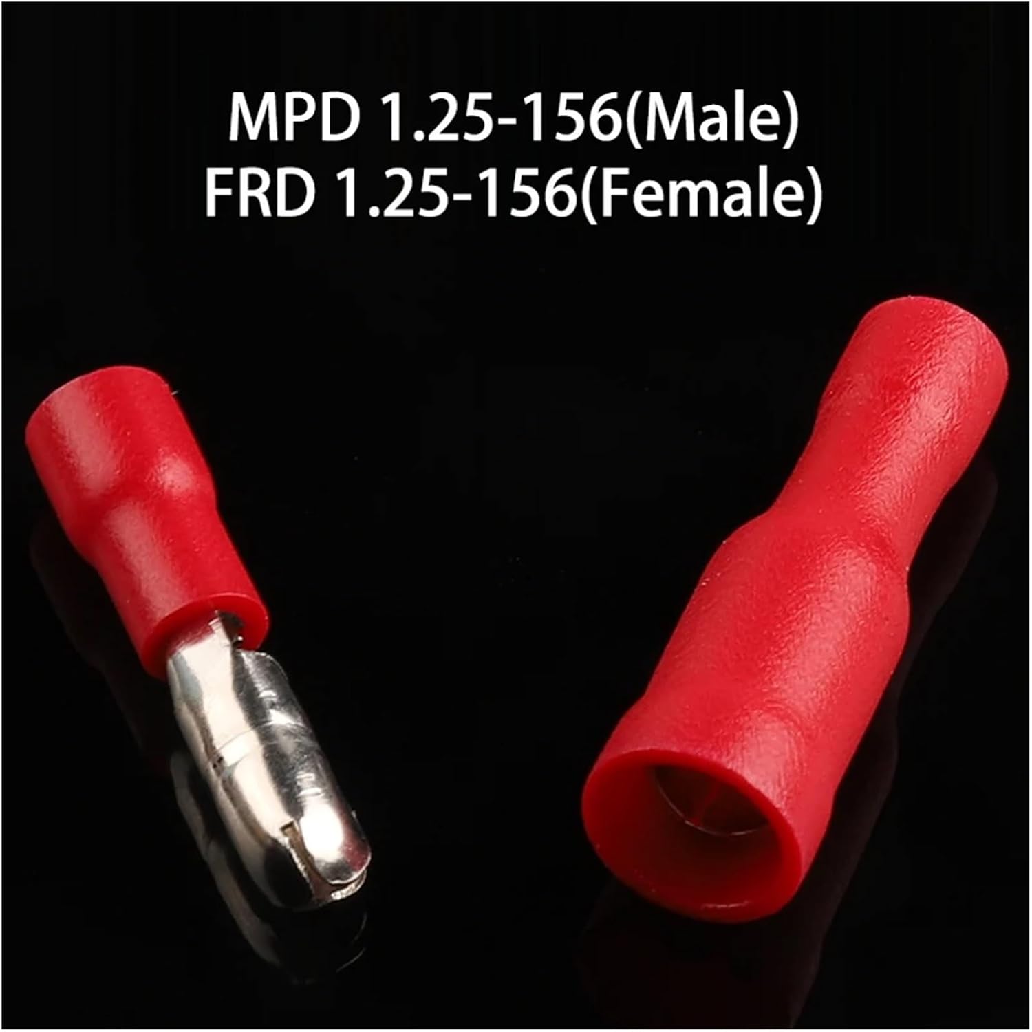 MPD+FRD PVC Bullet Shaped Female Male Insulating Joint Wire Connector Audio Wiring Insulated Electrical Crimp Terminal(Red MPD FRD,50PCS(25set))