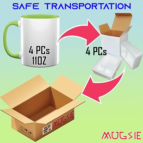 Miniatura 3 de TWISTED ENVY 4 tazas de alta calidad verde claro tono de color verde claro 11 oz tazas de sublimación en blanco tazas de cerámica revestidas tazas