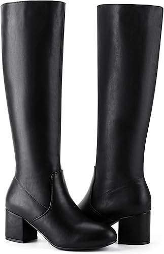 Shoe'N Tale Botas altas hasta la rodilla para mujer, botas de tacón grueso de gamuza