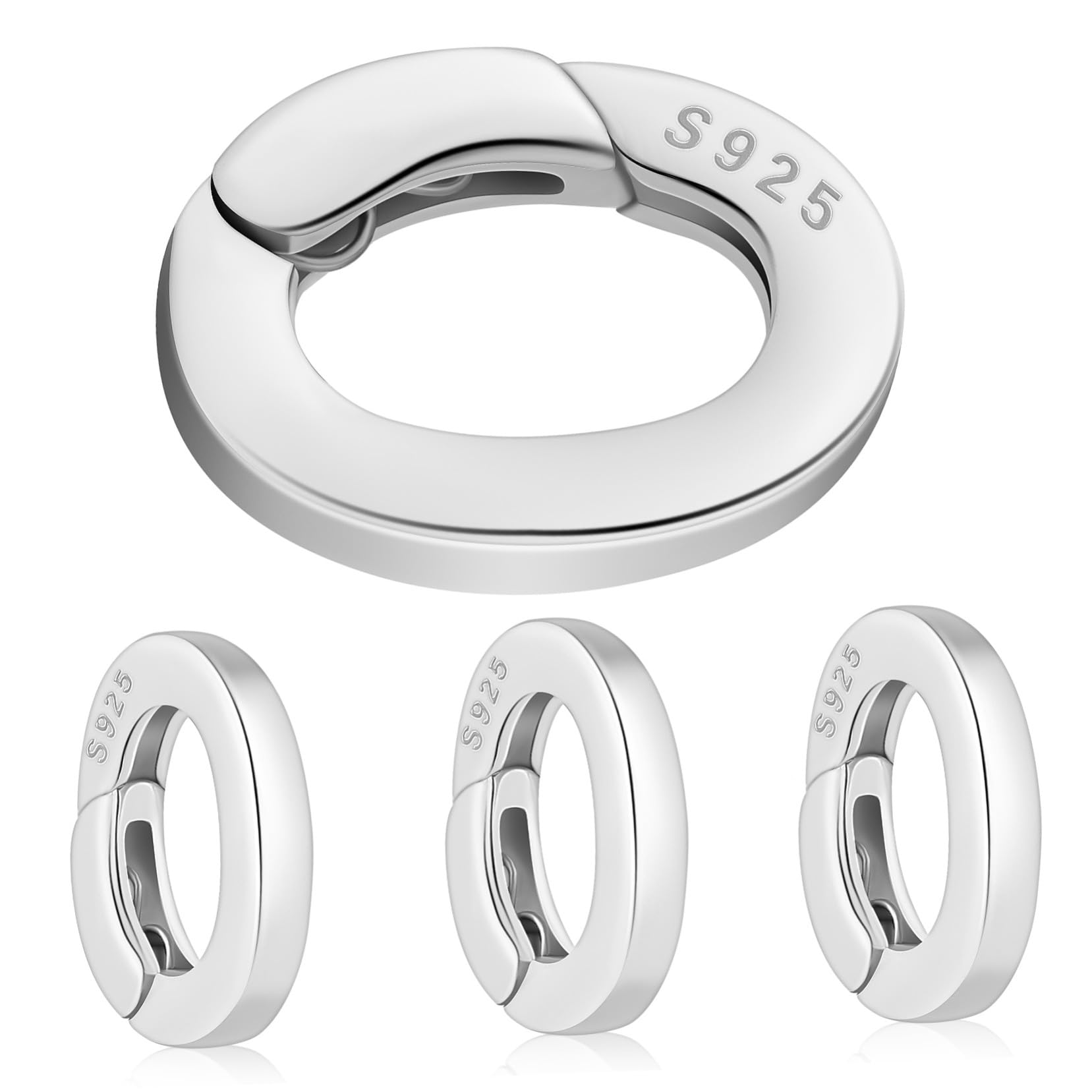 Fermoirs mousquetons ovales argenté S925 pour réussir l'empilage de colliers sans nœuds
