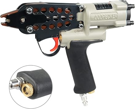 WOODPECKER C-760FRT 16 Gauge 1/2-Inch Air Hog Ring Gun with Variable Speed Control, 3.0 mm to 4.8 mm Closure Diameter, Pneumatic Hog Ring Plier Tool for Fencing, Cages, Fastening