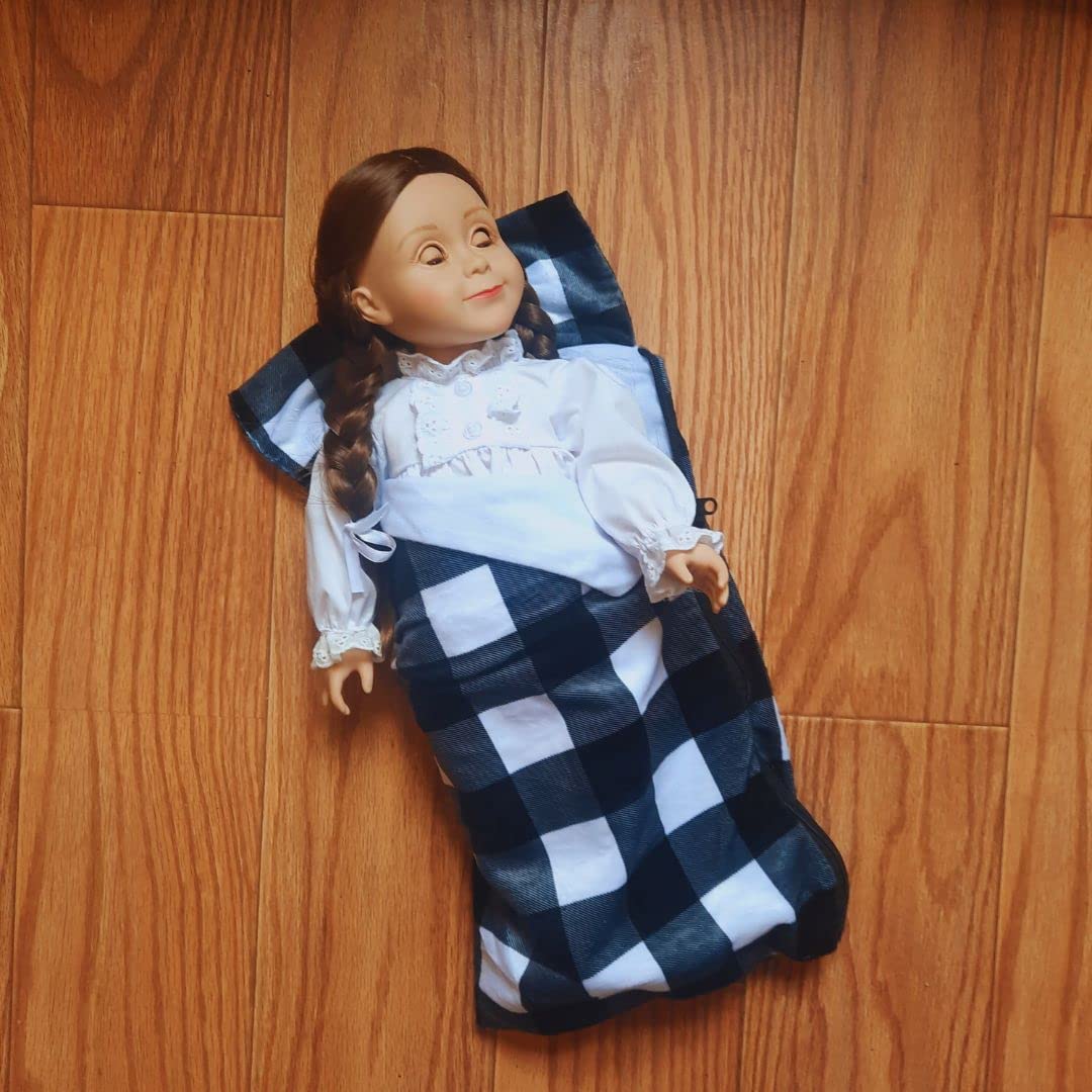 THE QUEEN'S TREASURES Black & White Sleeping Bag Accessory for 18 Inch Dolls Compatible with American Girl
