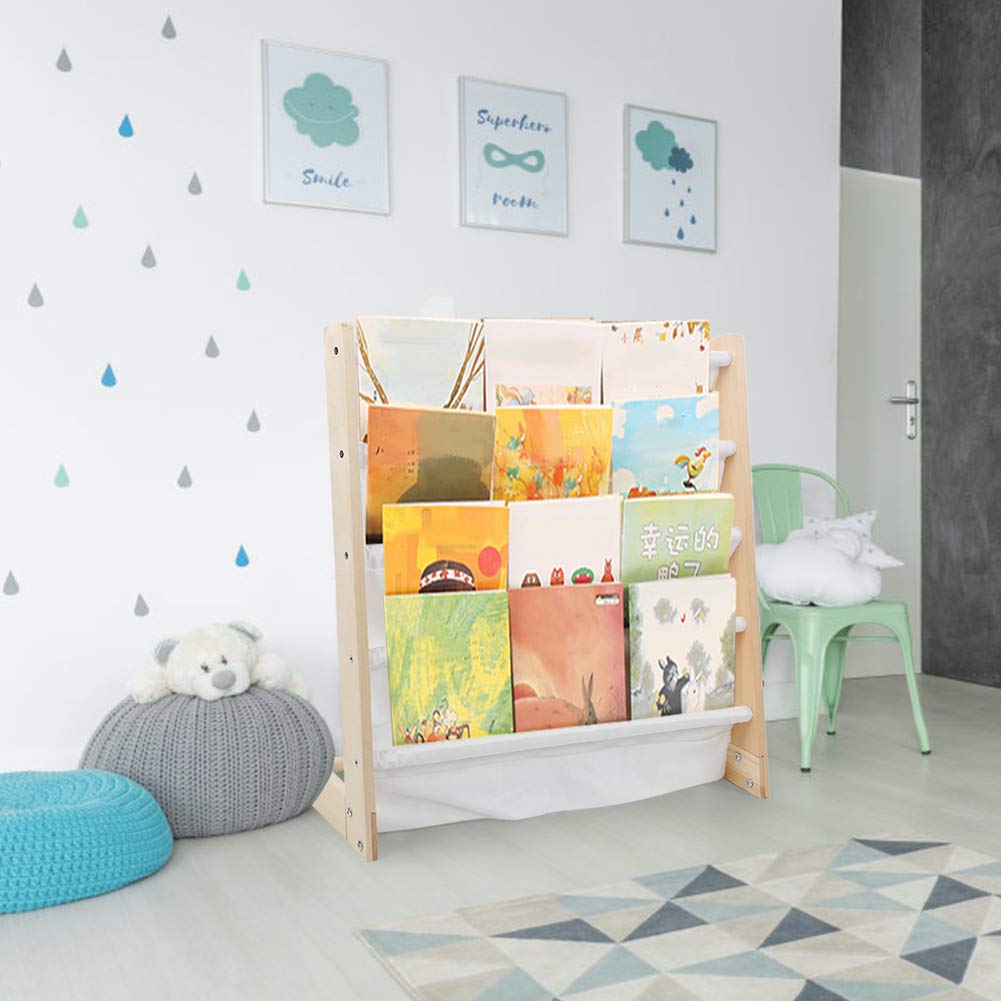 GOTOTOP Children's Wooden Bookcase with 4