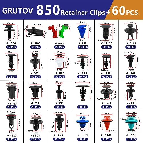 Image of Car Push Retainer Clips Plastic Rivets 910PCS Bumper Clips Door Panel Trim Clip 24 Most Popular Sizes Car Body Fasteners Kit with 15 Cable Ties Fastener Remover for GM Ford Toyota Honda Chrysler Acura