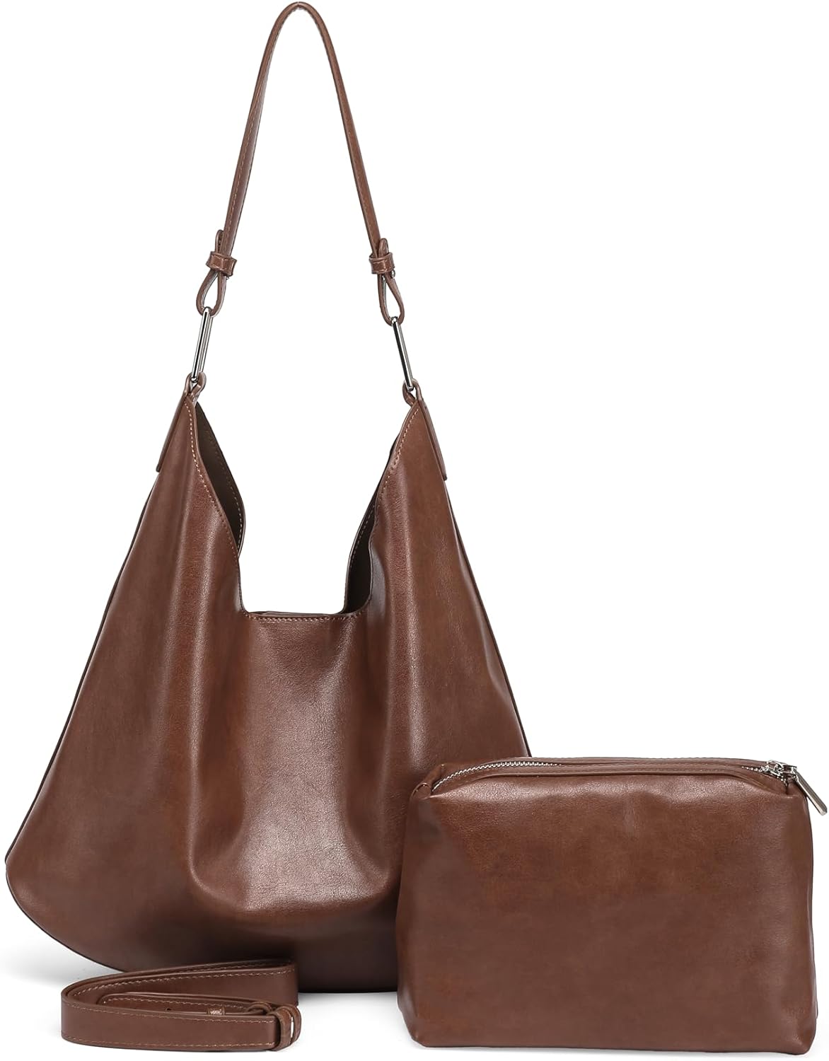 Women's PU leather large capacity retro handbag with adjustable shoulder strap crossbody bag, new tote bag, wallet