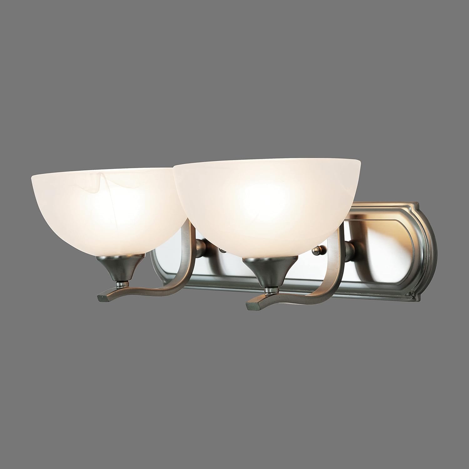 Yosemite Home Decor Glacier Point Bathroom Vanity Light with Ivory Cloud Shades, 2-Light, Satin Nickel