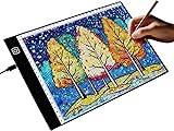 A4 LED Light Box for Tracing and Drawing - Ultra Thin Adjustable Light Table, USB Trace Light UP Pad Screen, Small Copy Board Tracer for Kids Artists, Sketching, Stenciling, and Art Crafting.