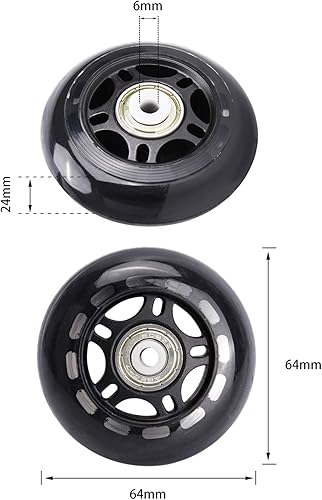 Miniatura 6 de TOBWOLF Paquete de 8 ruedas de repuesto para patines en línea 82A de 2.520 in, ruedas de patinaje para interiores con rodamientos ABEC-7, ruedas de