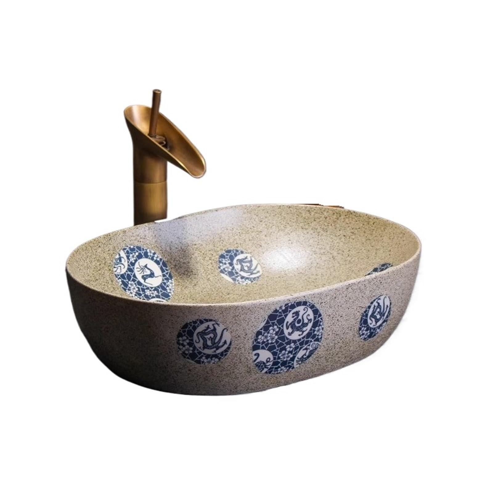 Odporna na zarysowania ceramiczna umywalka łazienkowa na zewnątrz, na patio (w tym kran i wąż spustowy) do toalety