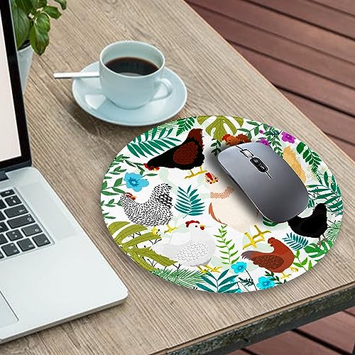 Image of Gctriki Round Mouse Pad for Desk, Cute Office Decor for Women, Chicken Small Mousepad,Stitched Edge Non-Slip Rubber Base, Personalized Computer Mouse Pads for Wireless Mouse,Funny Desk Accessories