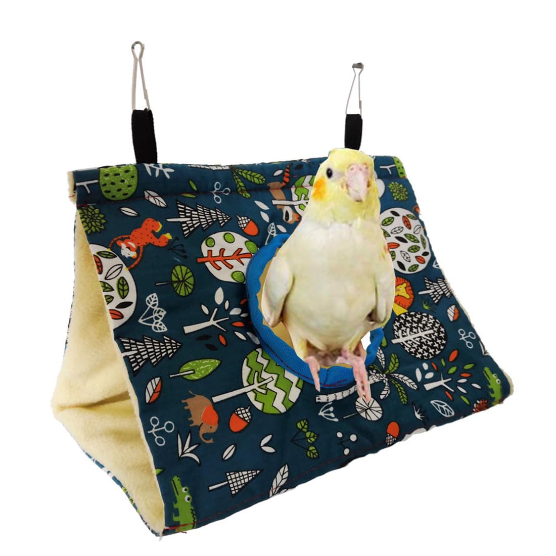 ZONADAH Winter Warm Bird Nest House Bird Bed 23X15X18 Bird Hut Hideaway for Cage Hanging Hammock Sleeping Bed Snuggle Tent for Parrot Parakeets Cockatiels Blue