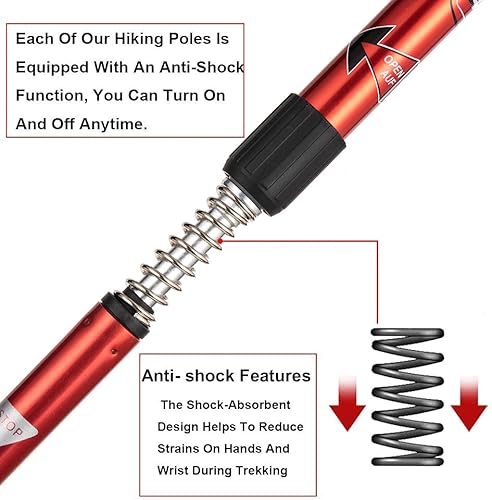 Miniatura 4 de Aihoye Bastones de senderismo plegables, paquete de 2, ligeros, antigolpes, ajustables para hombres y mujeres