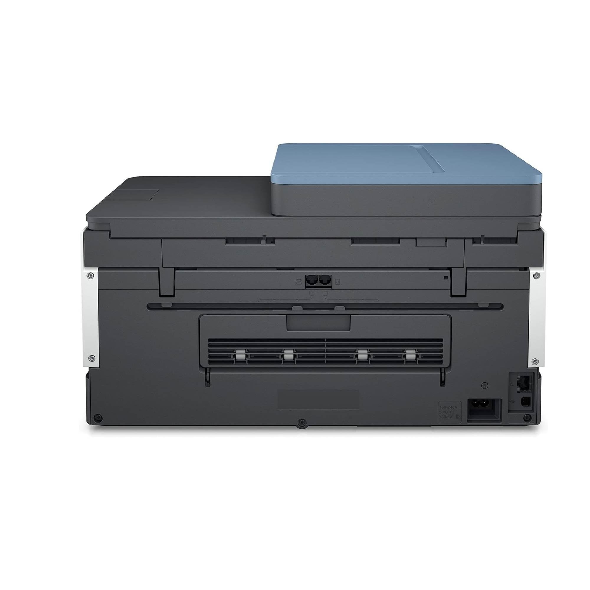 HP Smart Tank 7606, 28C03A, Imprimante Multifonction A4 avec réservoir d’Encre Rechargeable, Impression Couleur, Scanner, Photocopieur, Fax, Wi-FI, Application Smart, Blanche et Bleue