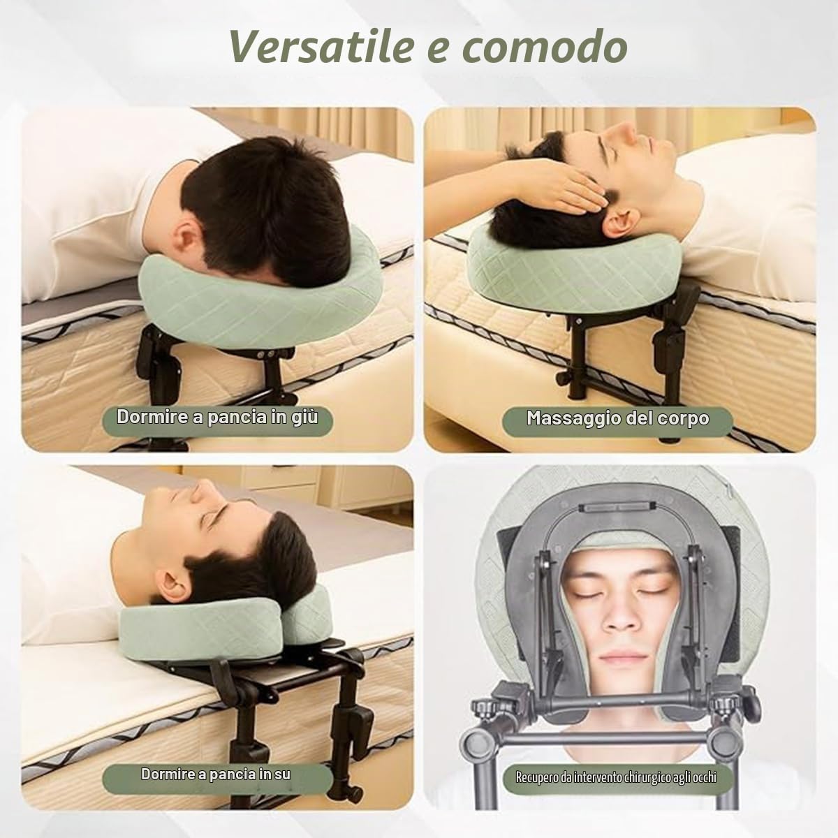 Poggiatesta massaggiante per letto supporto per il viso regolabile a casa kit da tavolo portatile materasso per dormire cuscino dopo intervento chirurgico agli occhi supporto per la testa(1 set,Green)