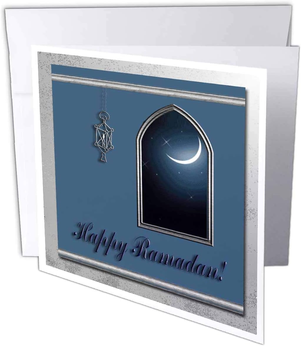 3dRose Ramadan Lantern with Moon in the Window - Greeting Cards, 6 x 6 inches, set of 12 (gc_22457_2)