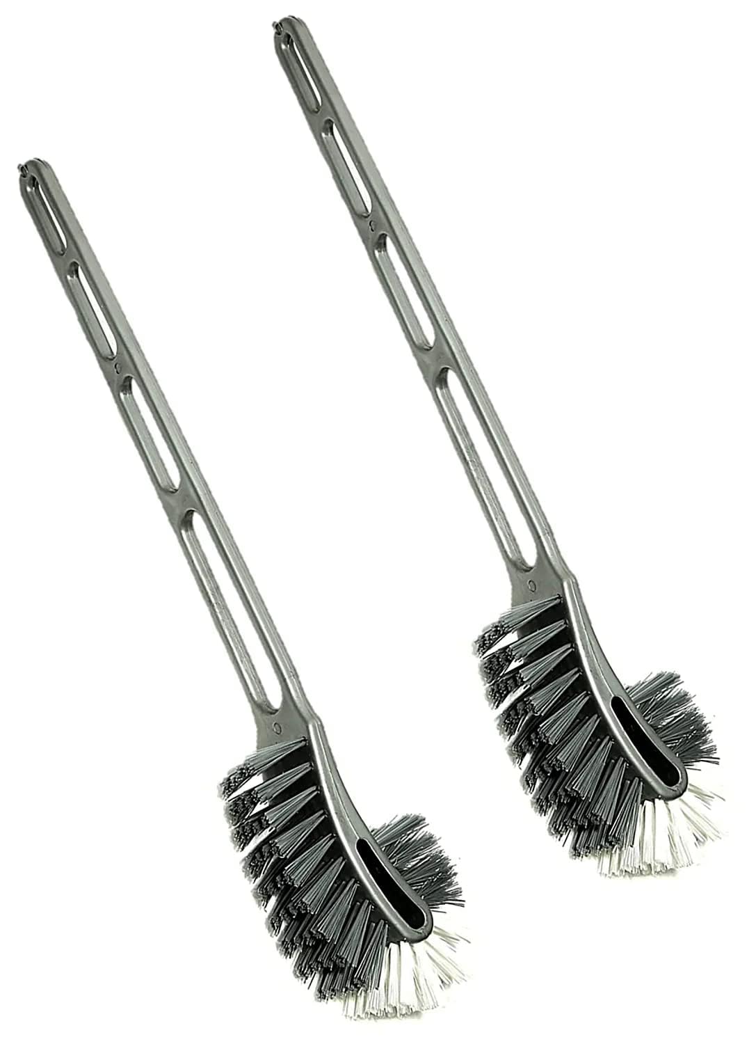 Double Sided Flexible Toilet Brush |Double Hockey Design | for Western and Indian Toilet Cleaning | Multi Colour | Large Size | Pack of 2 (ActivaDoublehockey-Packof2)