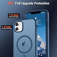Vista 563 de SUPFINE Funda magnética para iPhone 11 (compatible con MagSafe) (protección contra caídas de grado militar), translúcida mate a prueba de golpes