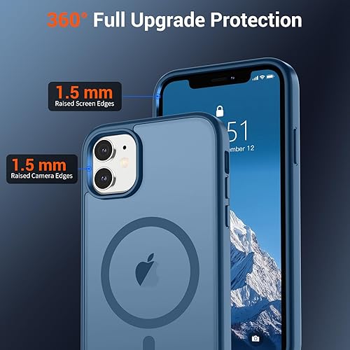 Miniatura 563 de SUPFINE Funda magnética para iPhone 11 (compatible con MagSafe) (protección contra caídas de grado militar), translúcida mate a prueba de golpes