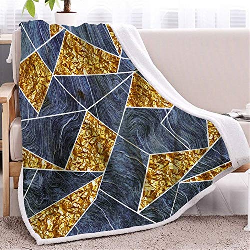 Blanket Marmordecke Geometrische Sherpa Decke Gold Grau-Bett-Sofa-Decke Weiche Bettwäsche 3D Animal (Color : 7, Size : 130cmx150cm)