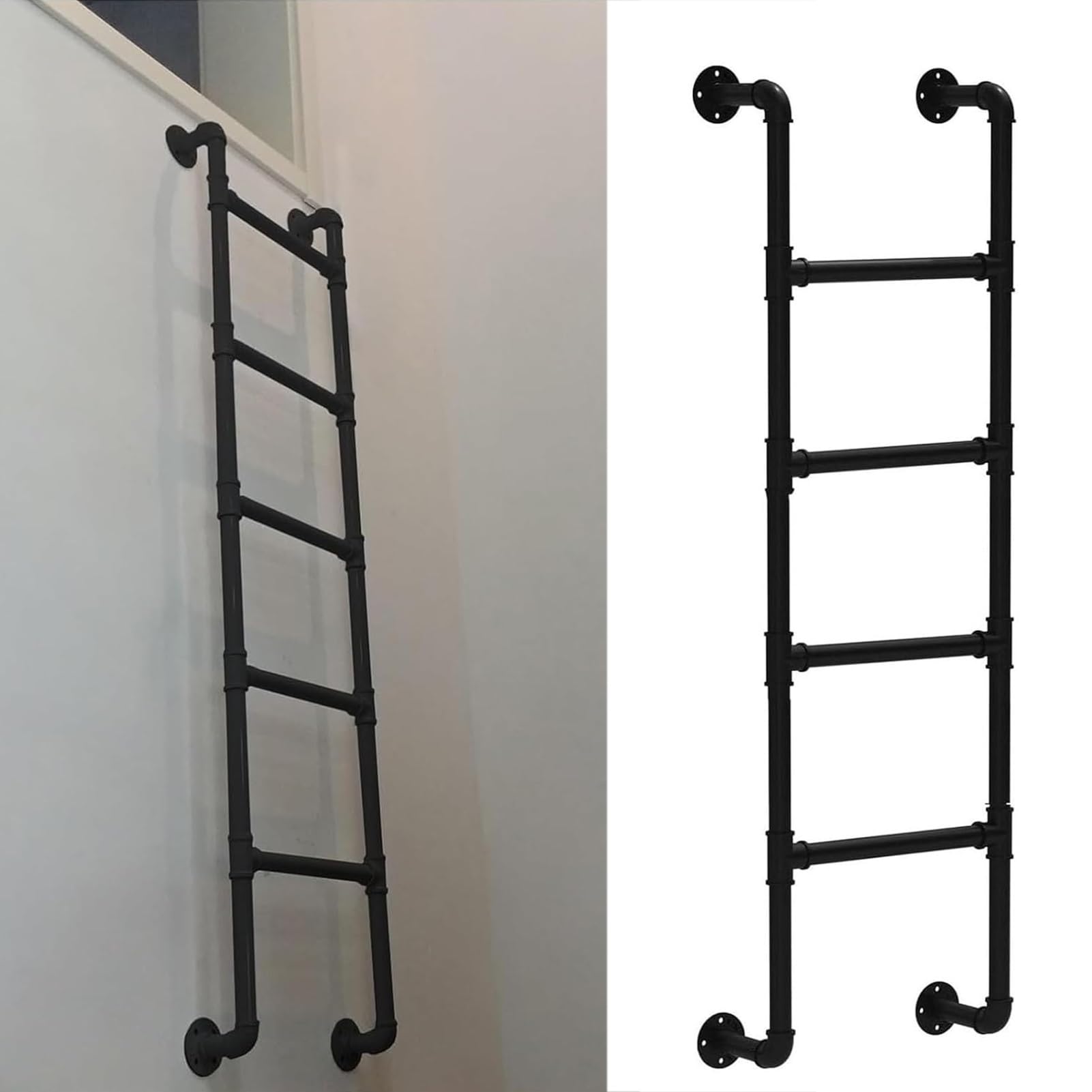 Échelle murale en fer forgé noir 150 kg pour lit superposé et accès mezzanine