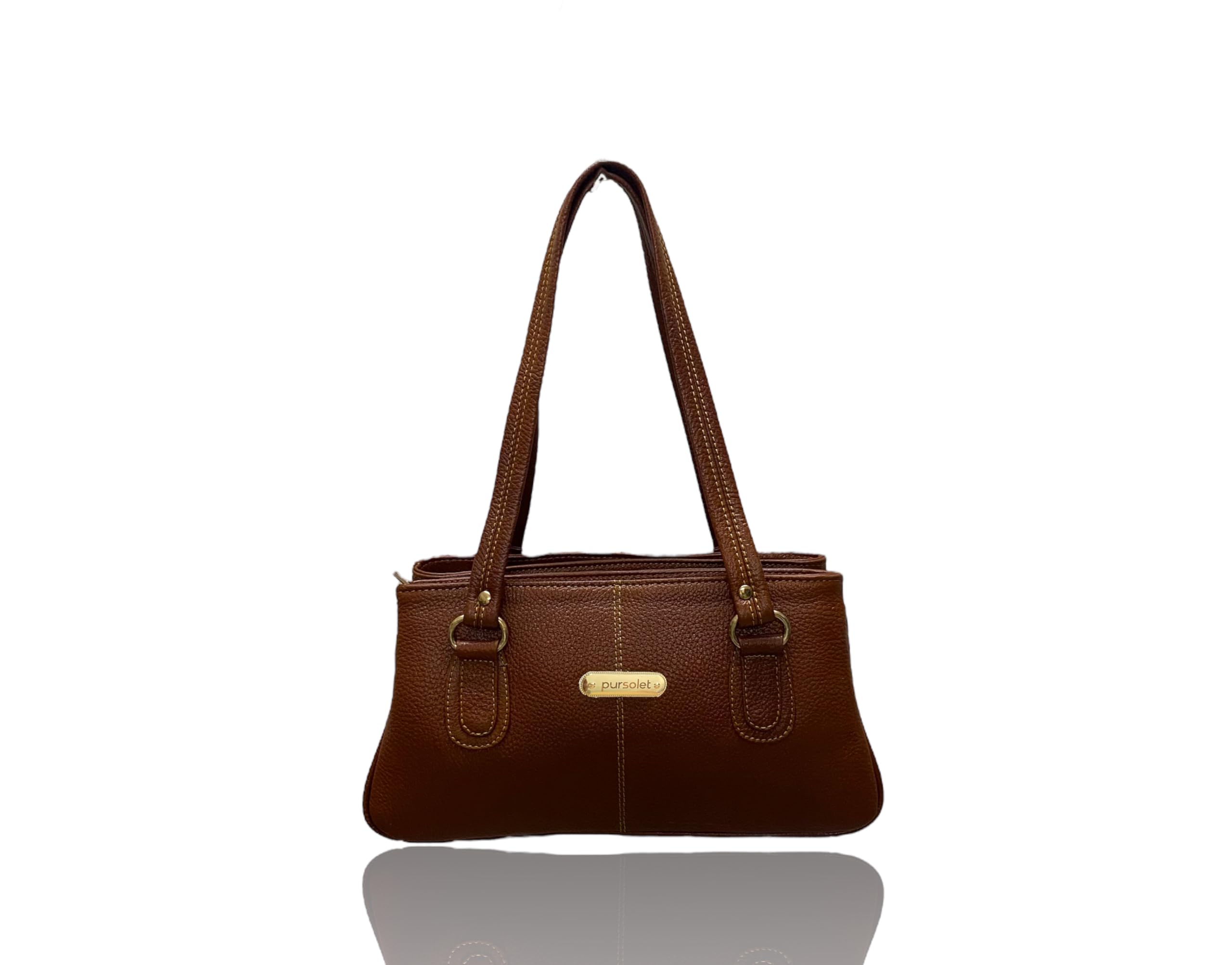 Pursolet Womens Small Genuine Leather Handbag - Hand Crafted from Genuine Leather, No Synthetic Materials (Tan) (B09816T1T1) Amazon Price History, Amazon Price Tracker