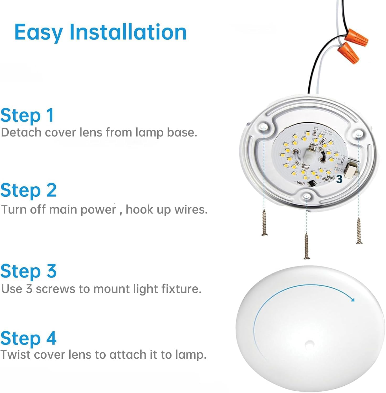 5CCT LED RV Dome Ceiling Lights, On/Off Switch, DC 12V Surface Mount Interior Puck Light for Slim Motorhome, Trailer, Boat, Camper Lighting, 5W, 2700K/3000K/3500K/4000K/5000K, 4.5 Inch, 6 Pack