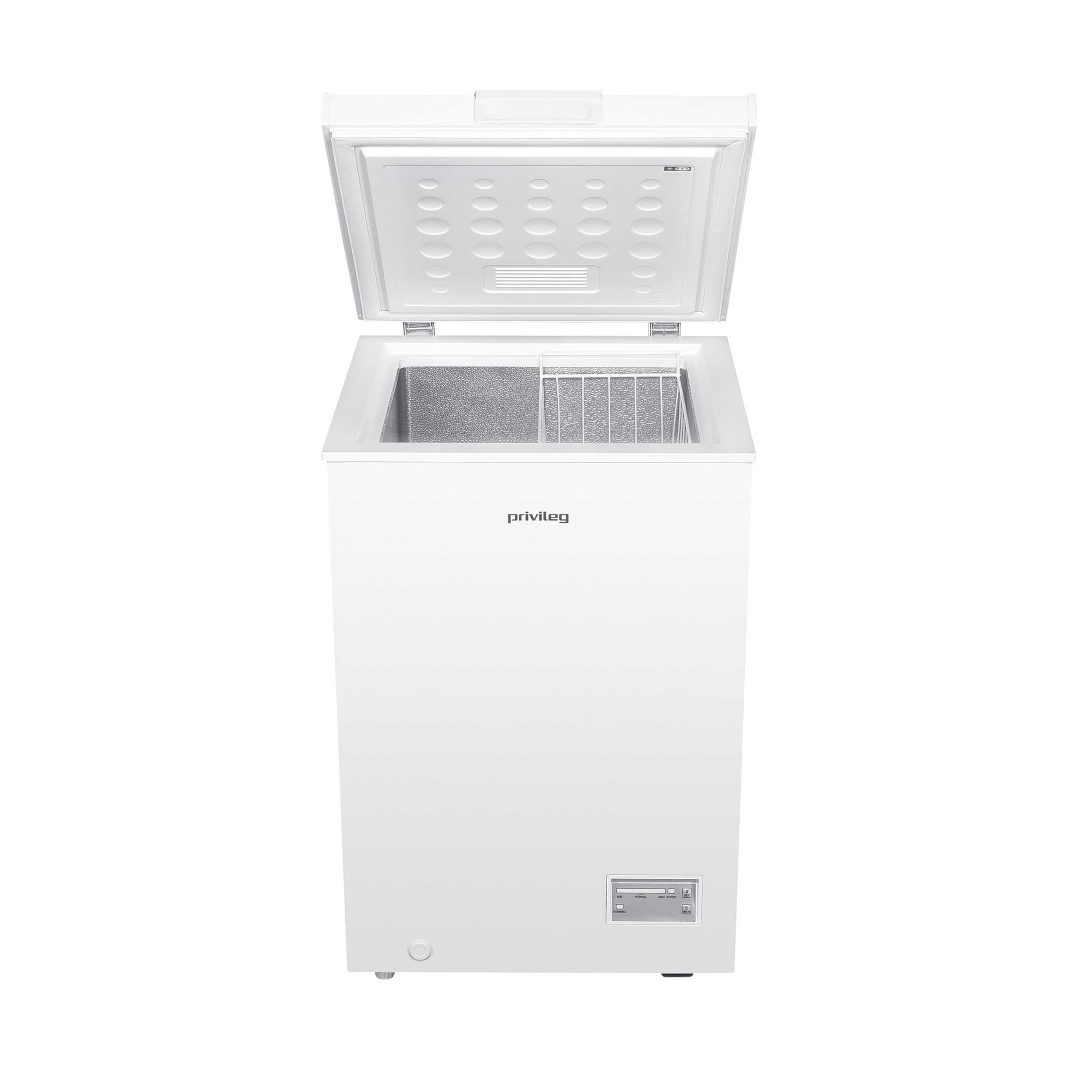 Privileg PRCF 984 E Gefriertruhe/Nutzinhalt 98 l/Supergefrierfunktion/Optischer Temperaturalarm/höhenverstellbare Füße vorne/Elektronische Steuerung, Weiß