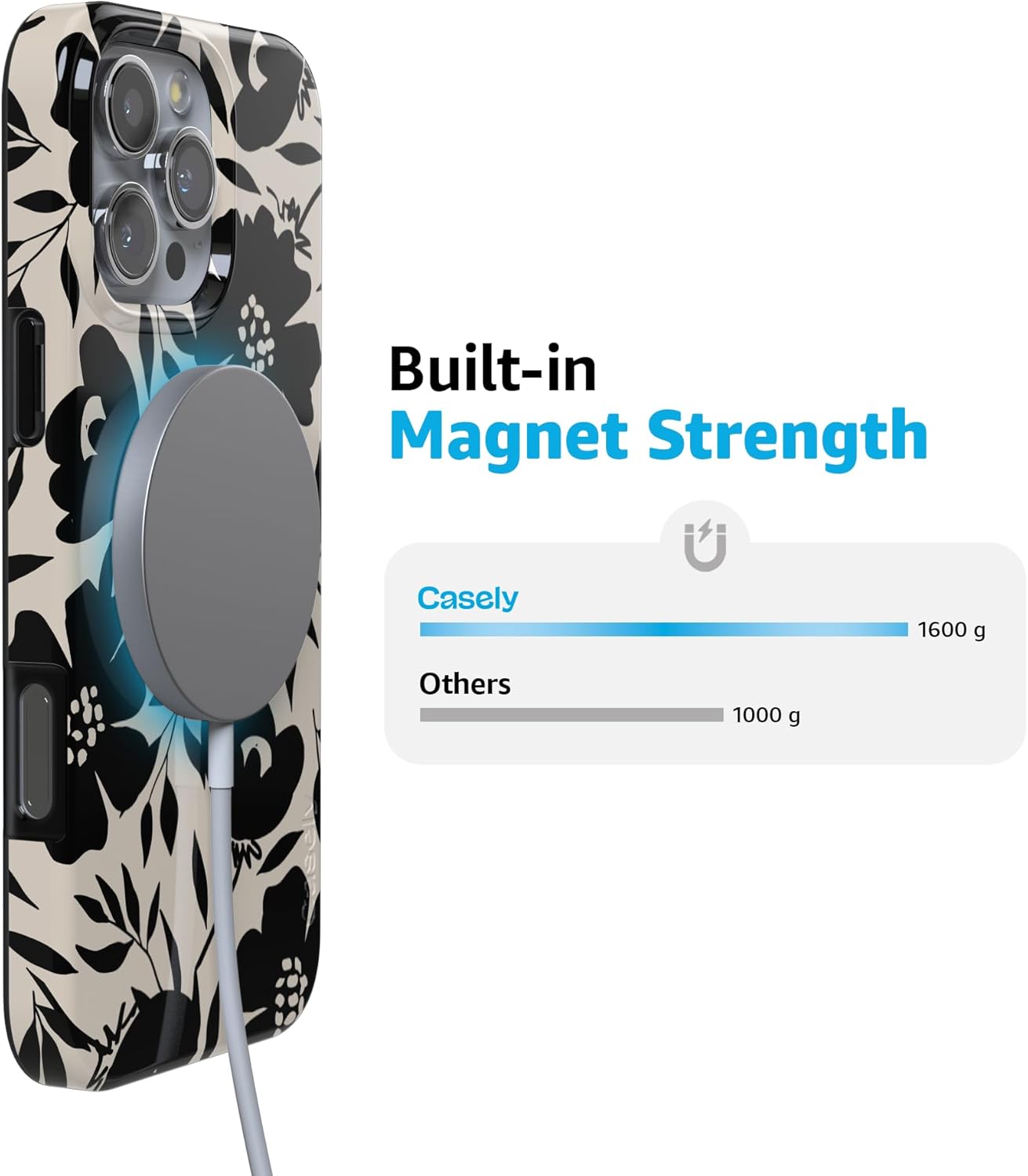 Casely iPhone 16 Pro Case | Dark Fantasy | Contrast Floral | Compatible with MagSafe | Classic Ultra Slim Design