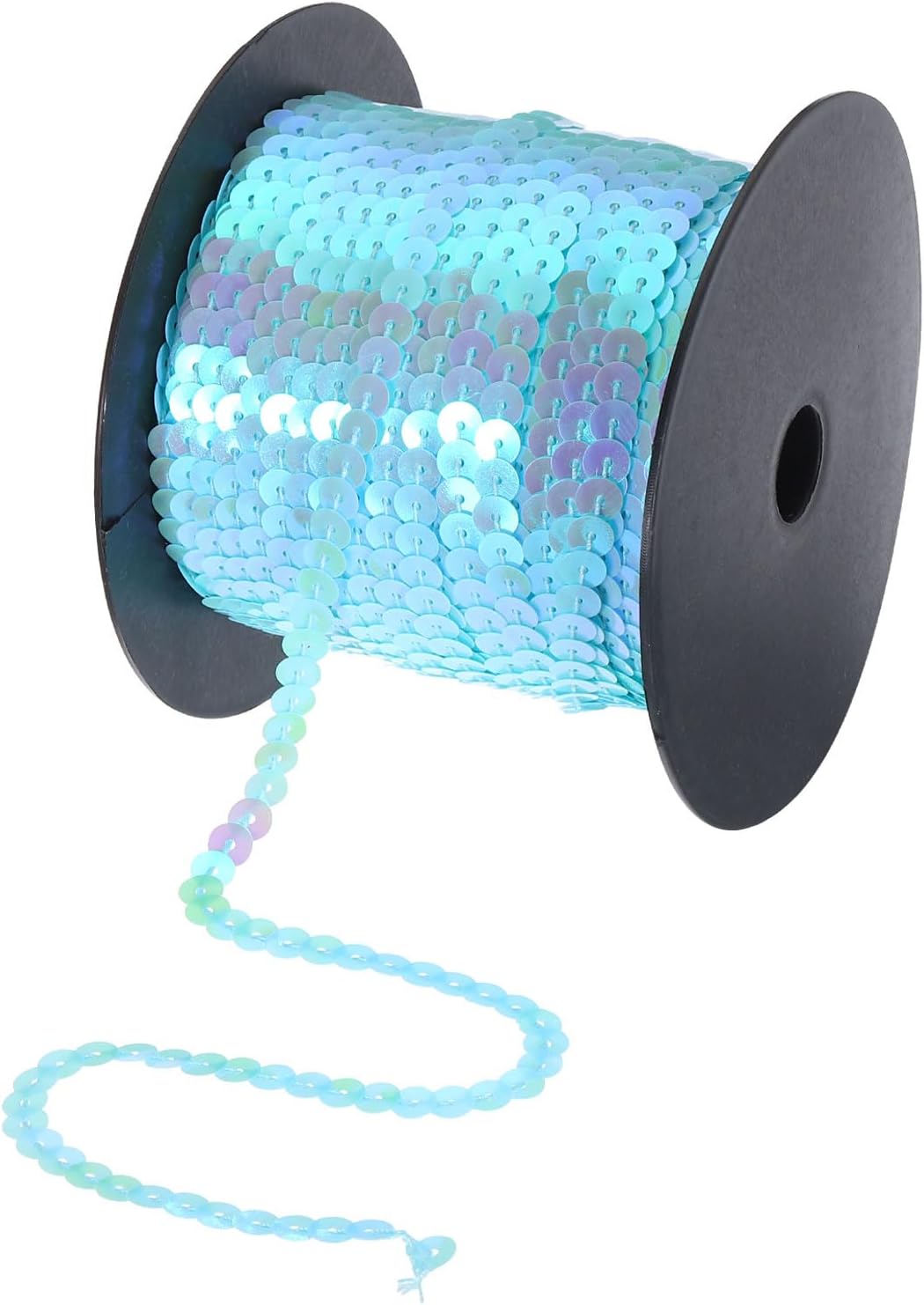 MECCANIXITY 100 Yards x 0.24 Inch Flat Sequin Strip Laser Sequins Fabric Paillette Spangle Sequins Trim for Crafts DIY Sequin Fringe Sewing White