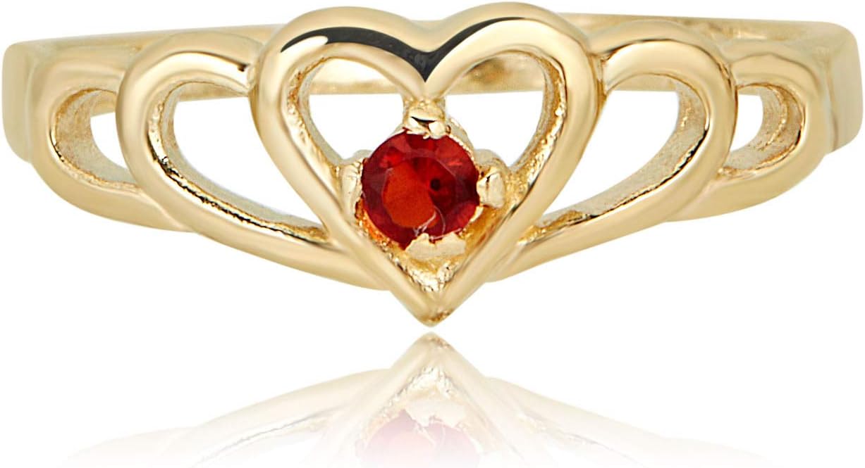 AVORA 10K Yellow Gold 2mm Birthstone Ring - All 12 Months