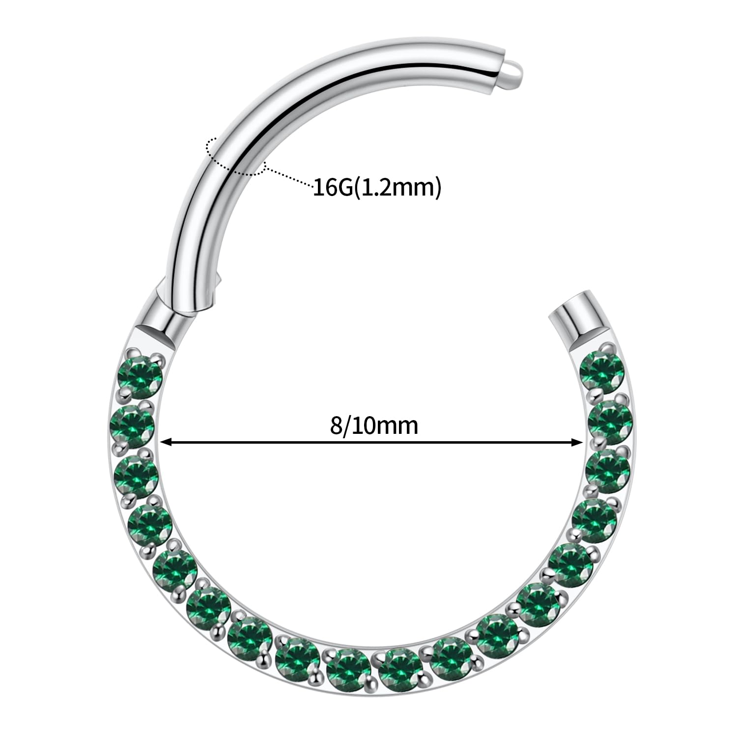 hengkaixuan CZ Opal Septum Jewellery Daith Ring Conch Hoop Seamless Clicker Ring Surgical Steel Rook Tragus Conch Piercing Jewellery Small Hoop Earring Nose Hoop Ring — view 3