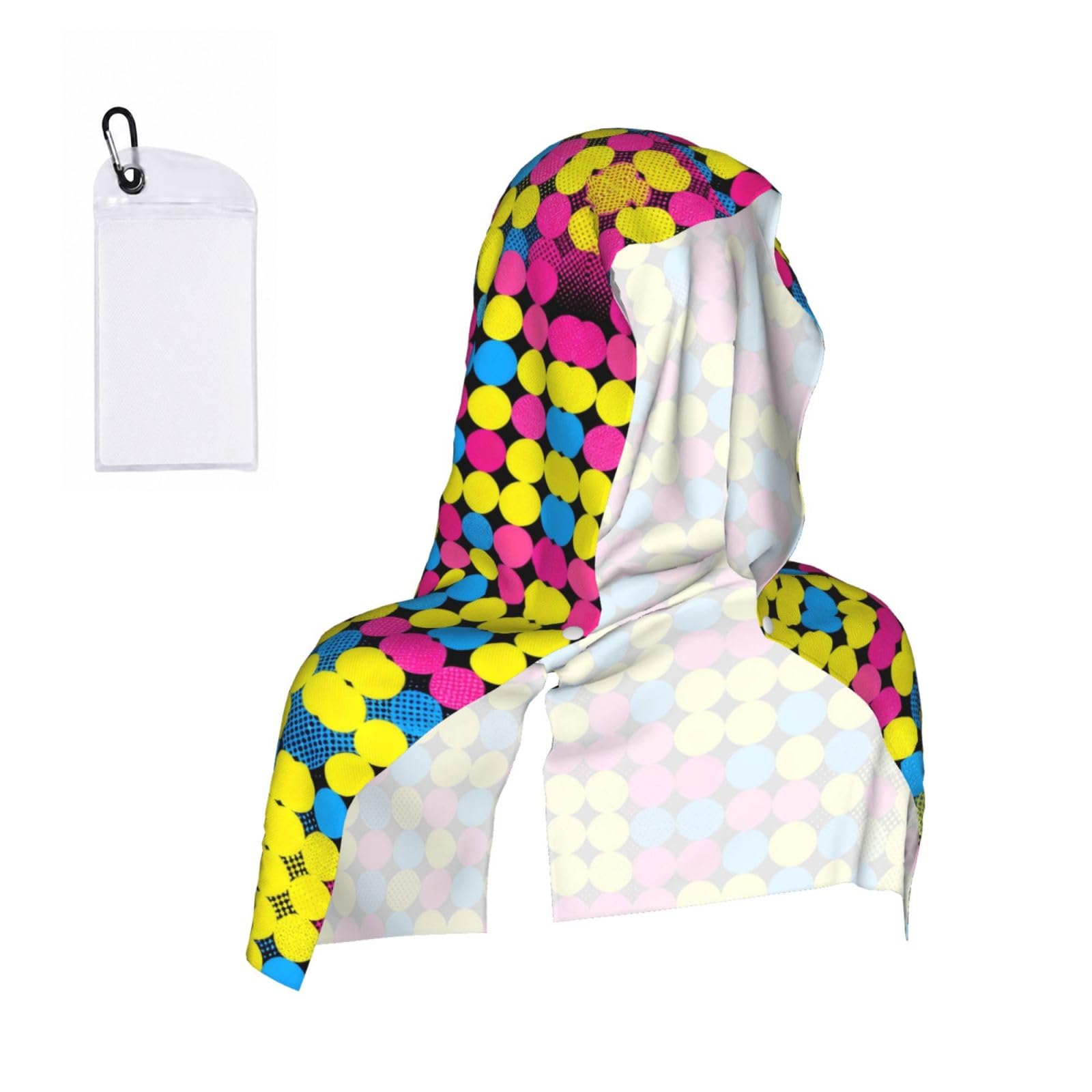 CNTDBU Polka Dot Grid Cooling Towel Hooded-Instant Chill Neck Cover for Sports, UV Cooling Rag for Running Gym