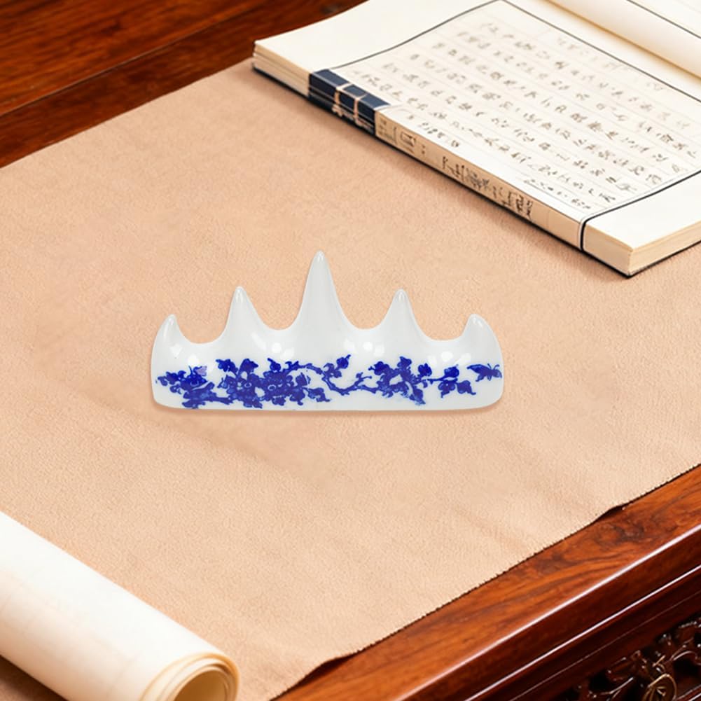 2 Pcs Ceramic Brush Rest Holder Chinese Calligraphy Writing Brush Rack Porcelain Pen Holder for Writing Painting