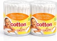 Hastes Flexíveis com Ponta de Segurança para Bebê – Kit 2 Unidades | 100% Algodão Antigerme | Ideal para Recém-Nascidos | Higiene Segura e Delicada