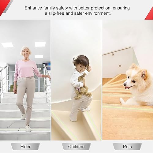 Miniatura 6 de CHESK Cinta de agarre transparente que brilla en la oscuridad, cinta antideslizante reflectante, impermeable, 2 pulgadas x 30 pies, para interiores