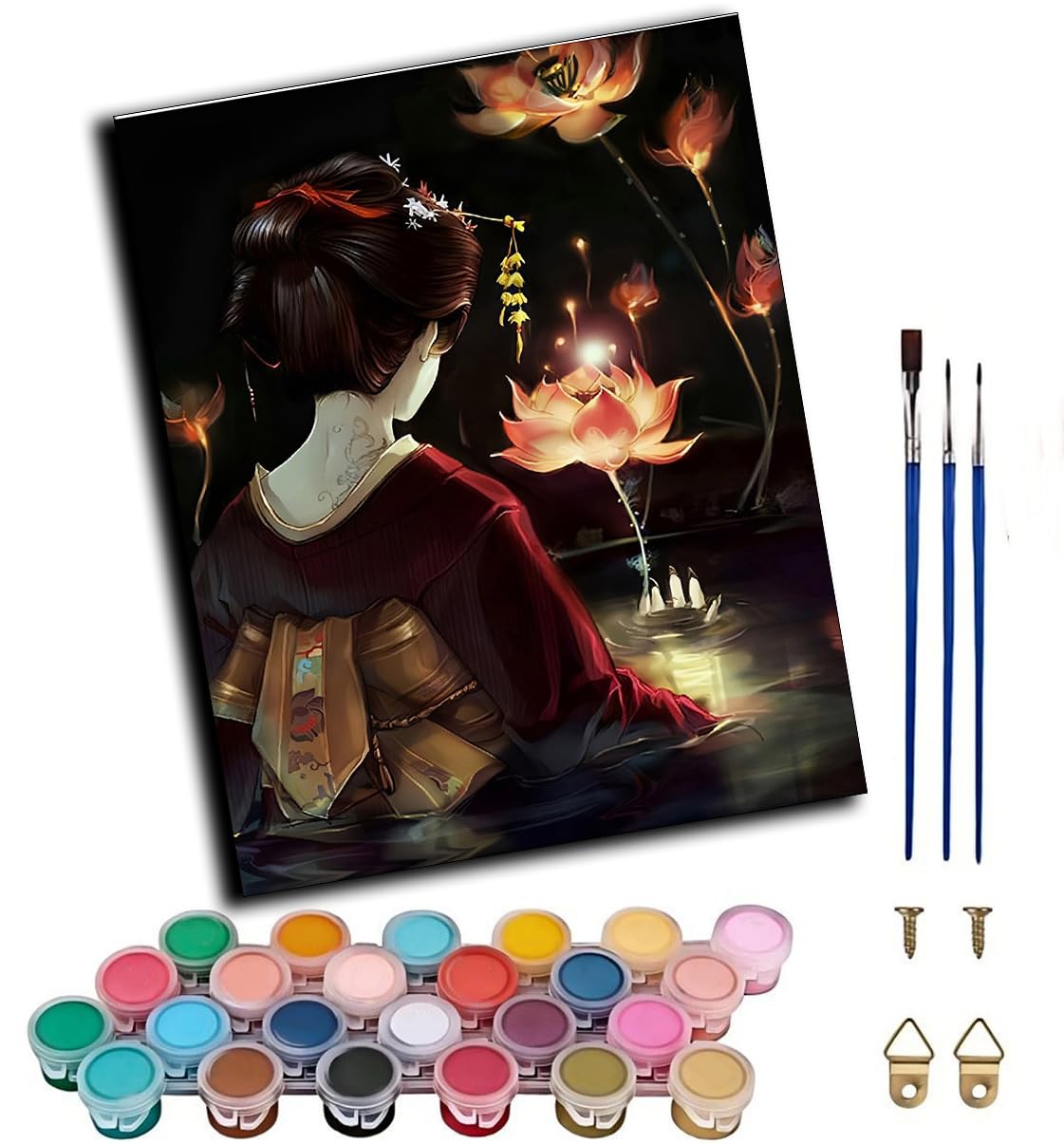 CAOGUANYU Paint by Numbers for Adults Japanese Geisha Girl- Painting by Numbers for Beginner,DIY Acrylic Oil Paints Canvas Kits for Home Wall Decor Gifts 16X20 Inch,Frameless