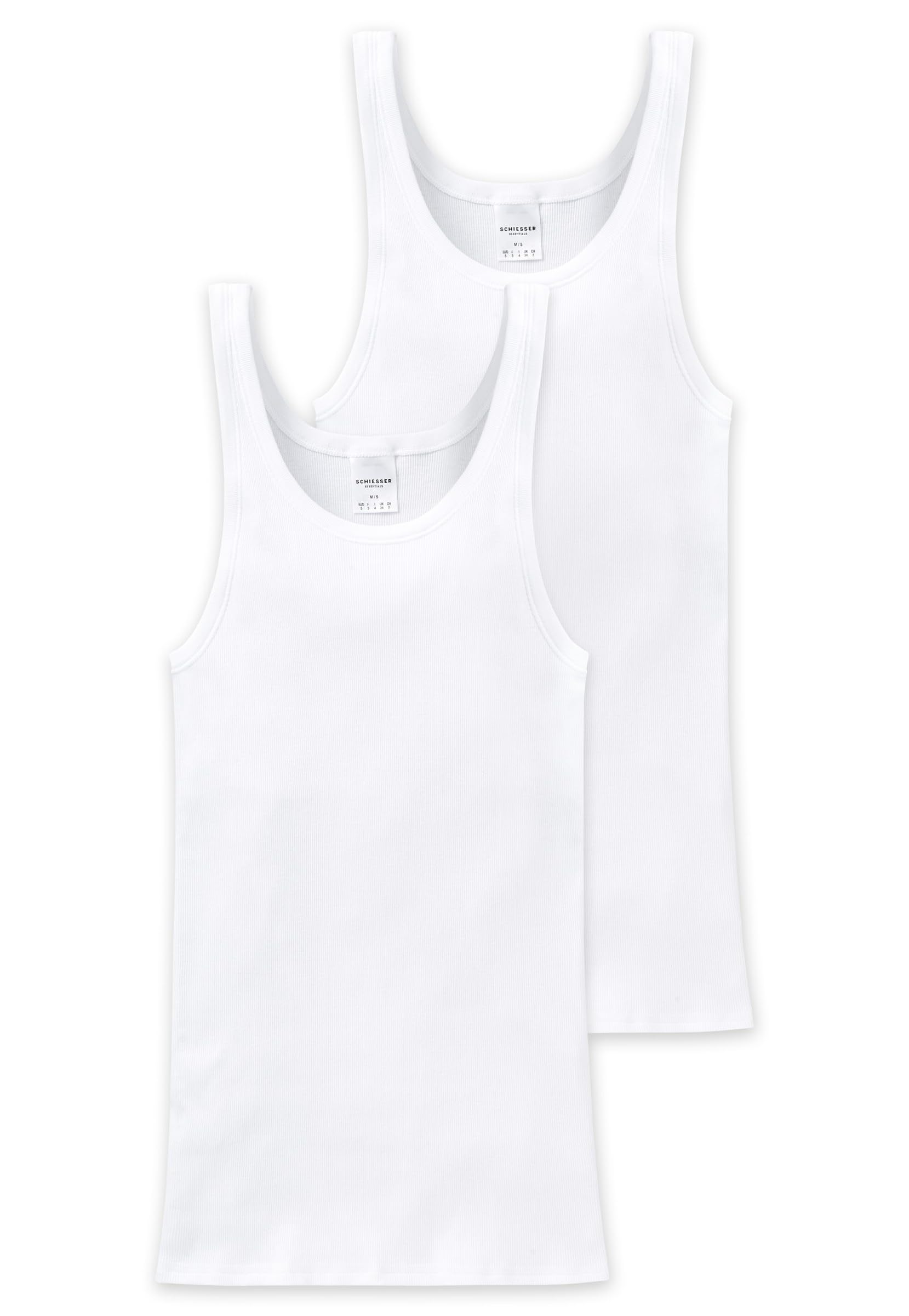 Schiesser 205172-100 Men's Vest Size 6 (L), White (100) Pack of 2