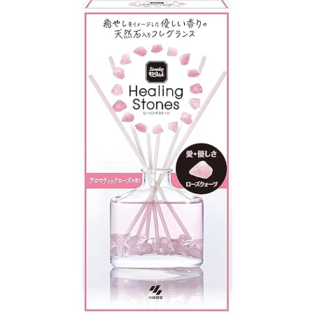 サワデー香るスティック ヒーリングストーン 芳香剤 部屋用 アロマティックローズ 本体 ルームフレグランス 70ml 小林製薬 ピンク 1 個