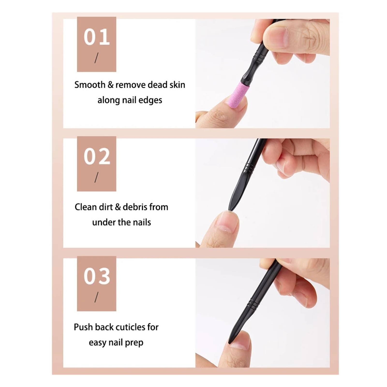Spingi Cuticole Penna for levigare le unghie al quarzo da 50 pezzi Per Pelle Morta | Spingipelle smussata Pelle morta Rimuovi il bastoncino lucidante for levigatura