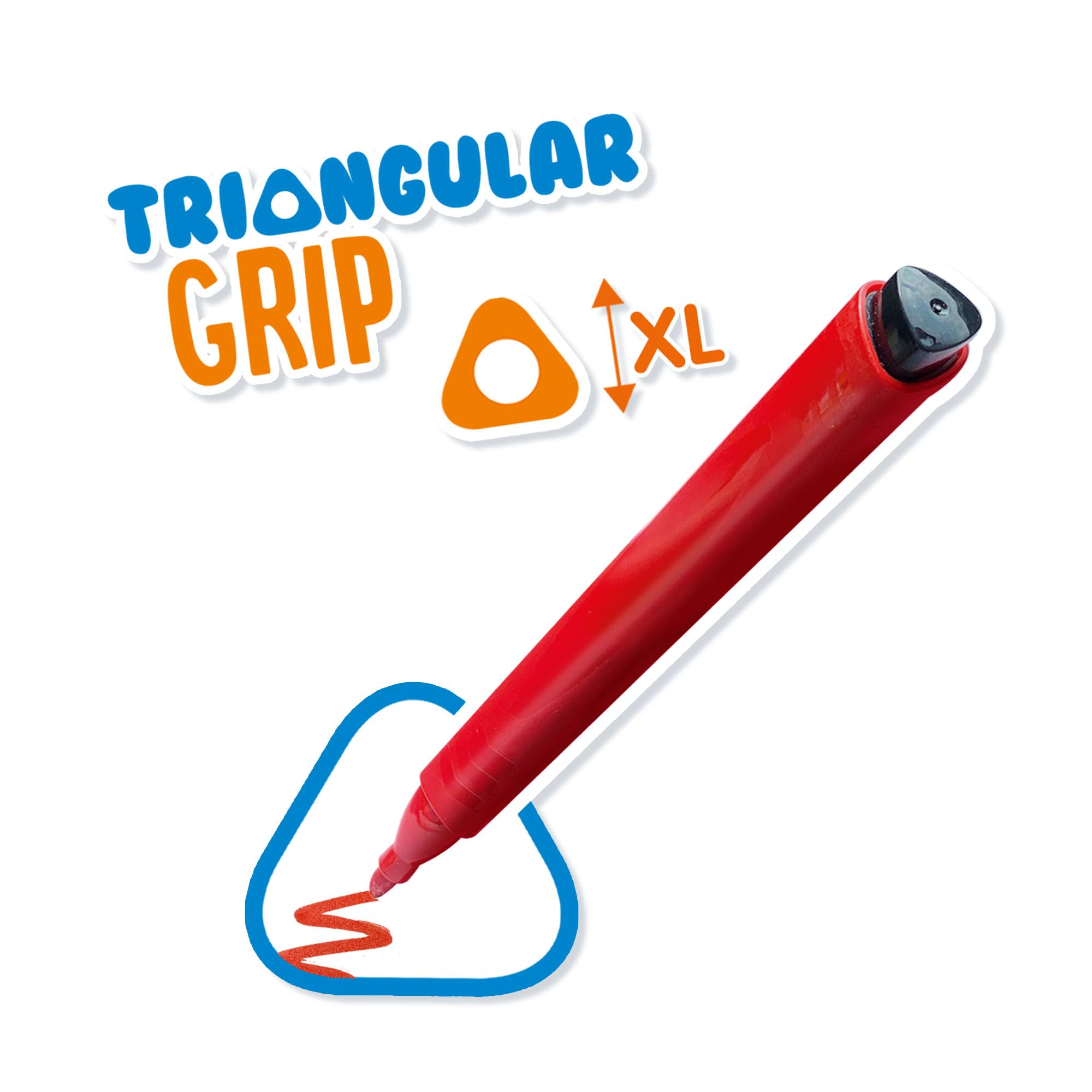 SES Creative Triangular Grip Colouring Pens - Ergonomic Design for Kids 12 Bright Washable Colours, Easy Hold for Little Hands Age 3+ - Image 4