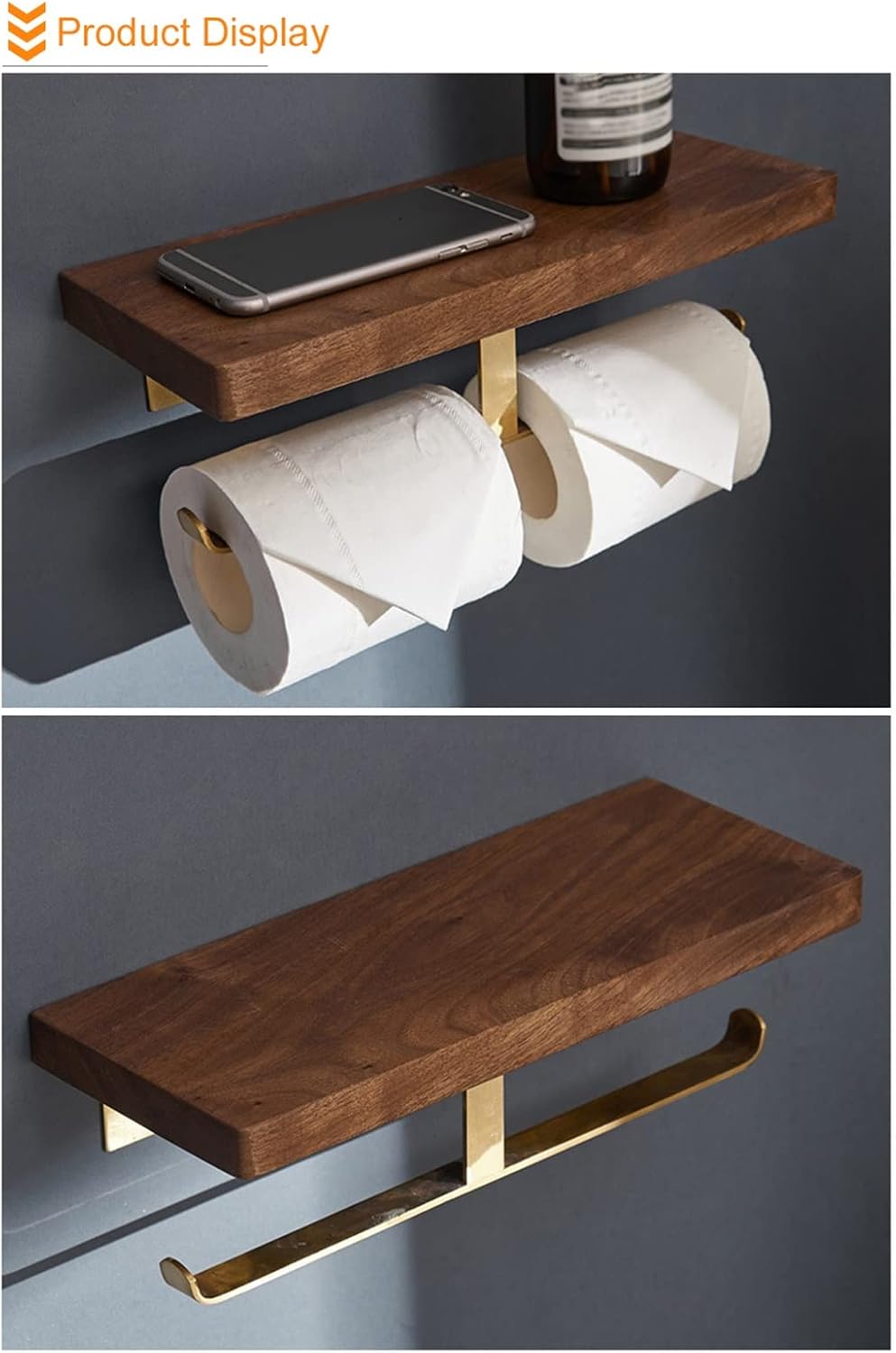 Toilet Paper Holder Shelf, Roll, Wall Mount Hanger with Mobile Phone Storage