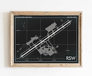 Modern Poster of Southwest Florida Intl Airport Rsw | 11x17 12x18 16x24 24x36 Unframed Wall Art | Minimal Traveler Print for Gift | Minimalist Home Office Decor