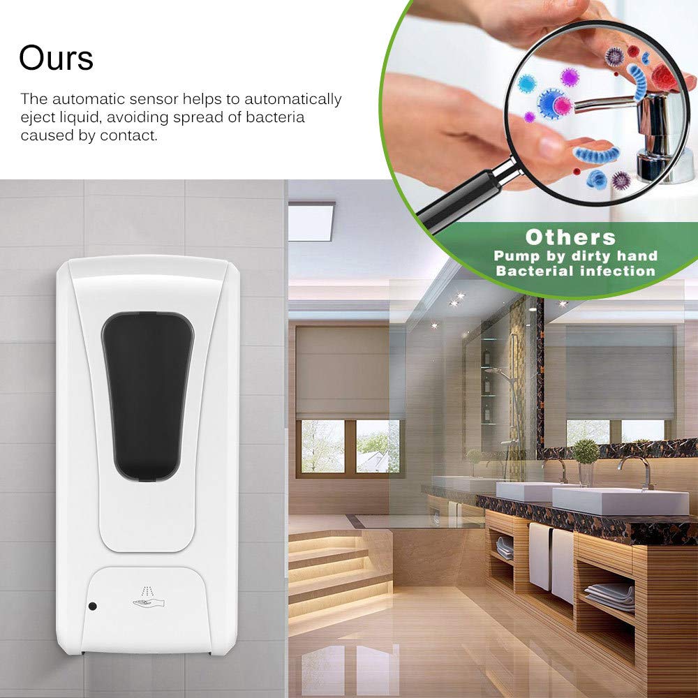 Dispenser di Sapone Liquido Intelligente A Induzione A Infrarossi per Erogazione Automatica di Sapone da 1000 Ml Montato A Parete per Il Bagno della Cucina B