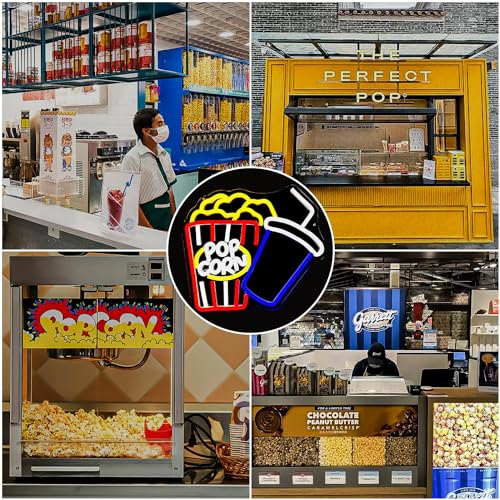 Image of Popcorn Neon Sign Cinema LED Sign Dimmable Neon Lights for Business Dining Car Dessert Party Popcorn Light Up Sign Neon Wall Art Decor